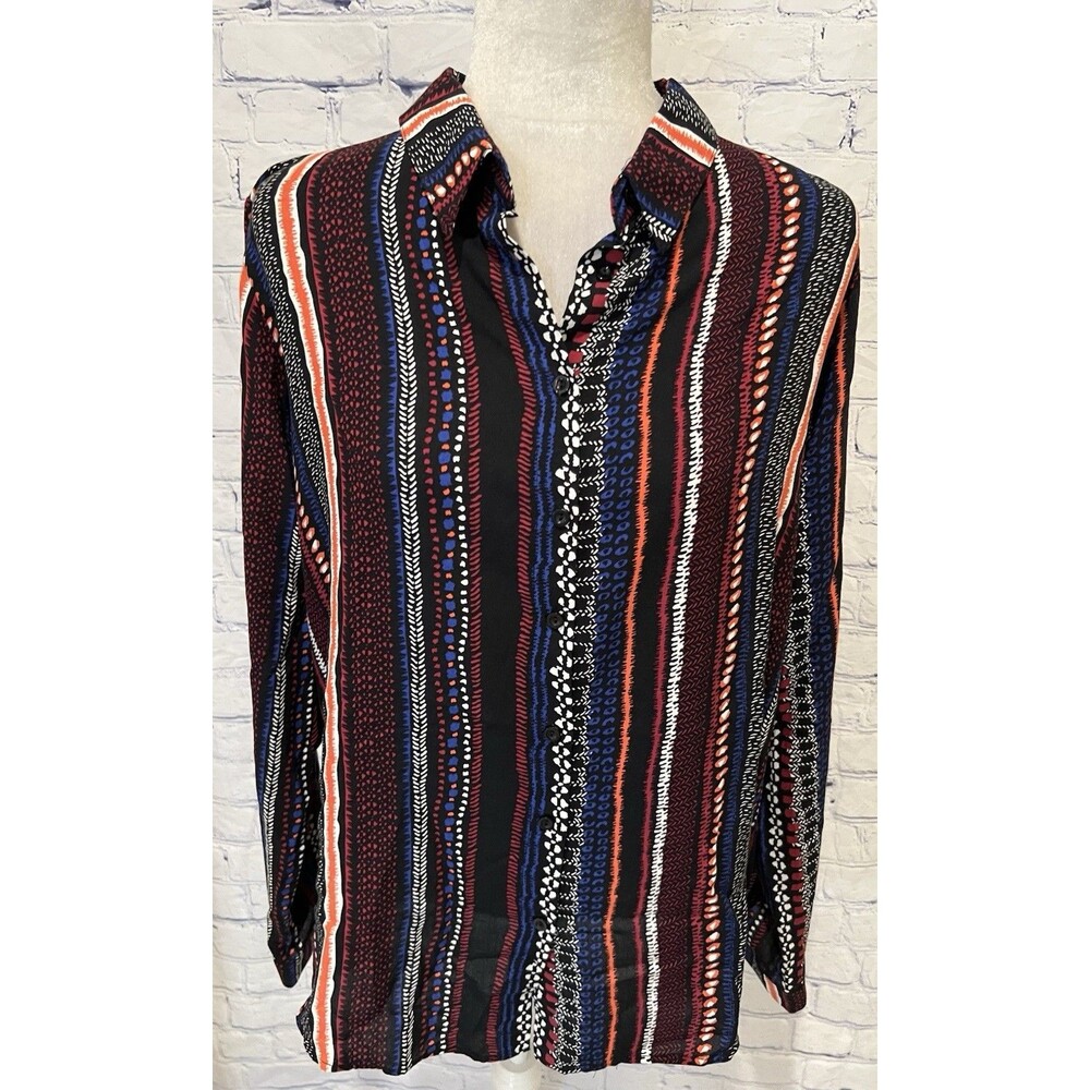 Big Dart Shirt Womens UK 24 Multi color Button Up XXXL